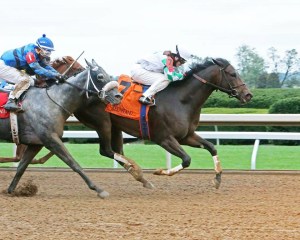 Fioretti and Sophie Doyle win the G3 Thoroughbred Club of America. Keeneland photo. 