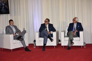 Justin and Ahmed Zayat and Bob Baffert at Belmont Park. Photo NYRA/Adam Coglianese